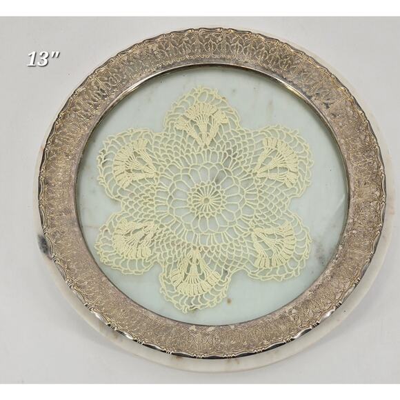 Vintage 13" Silver Tray with Removable Glass Insert - Picture 1 of 2